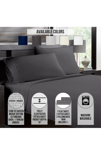 Ella Jayne Home White Cotton Sateen 1200 Thread Count Sheet Set In Steel