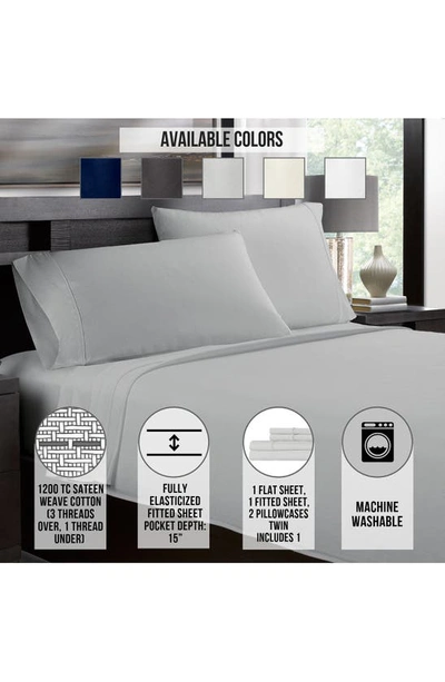 Ella Jayne Home White Cotton Sateen 1200 Thread Count Sheet Set In Platinum
