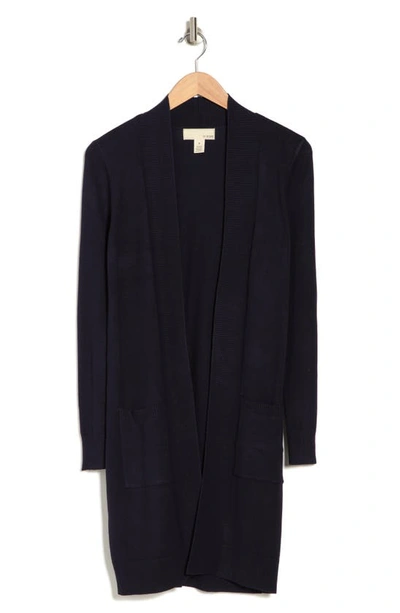 Shop By Design Hudson Mid Thigh Lightweight Cardigan In Navy Blazer