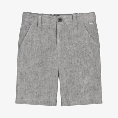 Shop Il Gufo Boys Pale Grey Linen Shorts