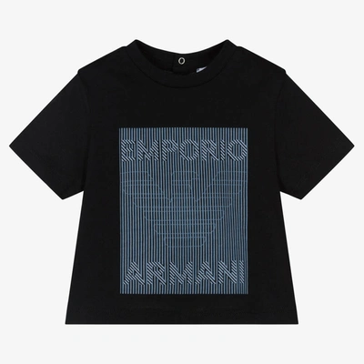 Shop Emporio Armani Boys Blue Logo Cotton T-shirt