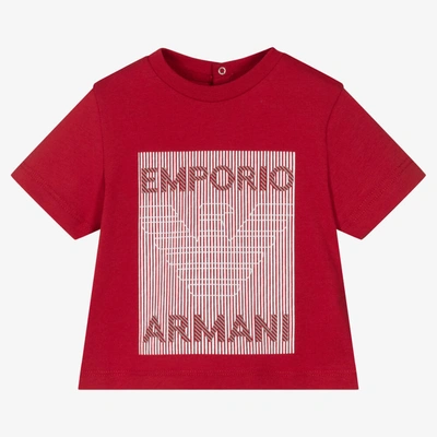 Shop Emporio Armani Boys Red Logo Cotton T-shirt