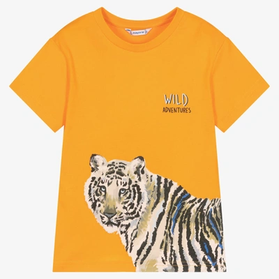 Shop Mayoral Boys Orange Cotton Tiger T-shirt