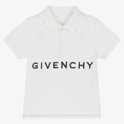 Shop Givenchy Boys White Cotton Logo Polo Shirt