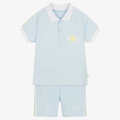 Shop Mitch & Son Boys Blue Polo Shirt & Shorts Set