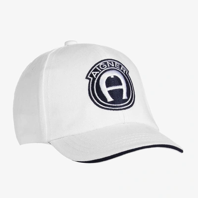 Shop Aigner Boys White & Blue Logo Cap
