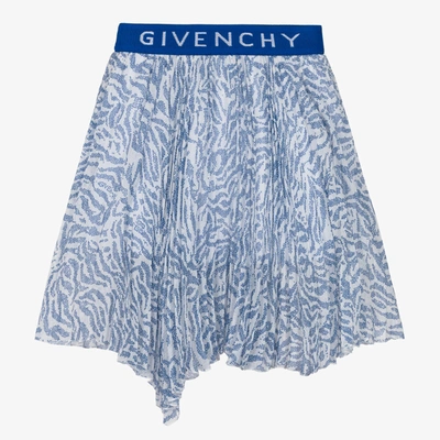 Shop Givenchy Girls Blue & White Zebra Print Skirt