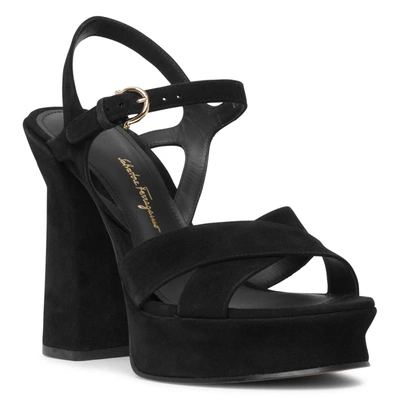 Shop Ferragamo Sonya Black Suede Platform Sandals