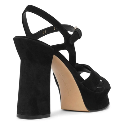Shop Ferragamo Sonya Black Suede Platform Sandals