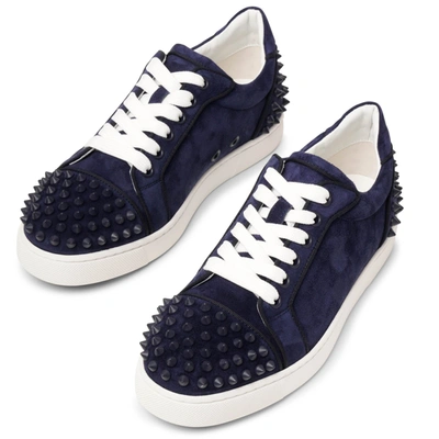 Shop Christian Louboutin Vieira 2 Orlato Navy Blue Suede Sneakers