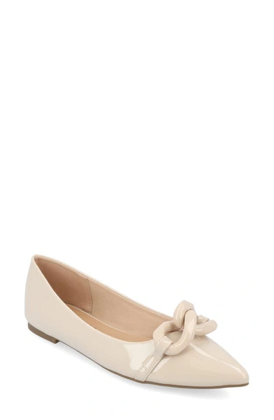 Journee Collection Women's Clareene Chain Pointed Toe Flats In Beige