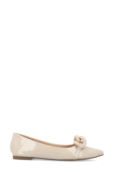 Journee Collection Women's Clareene Chain Pointed Toe Flats In Beige