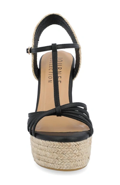Shop Journee Collection Yara Tru Comfort T-strap Espadrille Wedge Platform Sandal In Black