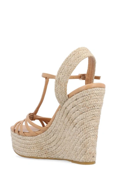 Journee Collection Yara Tru Comfort T-strap Espadrille Wedge Platform Sandal In Tan