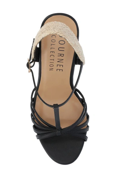Journee Collection Yara Tru Comfort T-strap Espadrille Wedge Platform Sandal In Black
