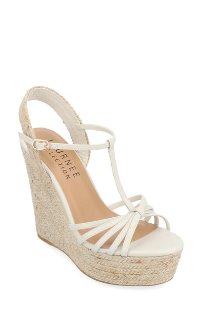 Journee Collection Yara Tru Comfort T-strap Espadrille Wedge Platform Sandal In Stone