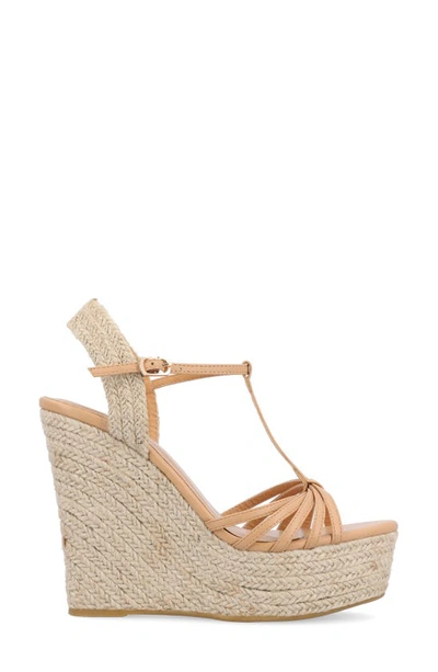 Journee Collection Yara Tru Comfort T-strap Espadrille Wedge Platform Sandal In Tan