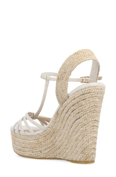 Journee Collection Yara Tru Comfort T-strap Espadrille Wedge Platform Sandal In Stone
