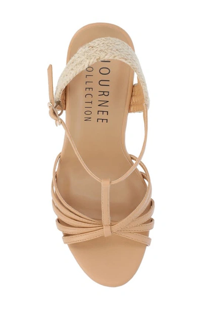 Shop Journee Collection Yara Tru Comfort T-strap Espadrille Wedge Platform Sandal In Tan