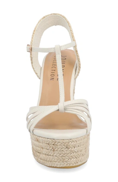 Journee Collection Yara Tru Comfort T-strap Espadrille Wedge Platform Sandal In Stone