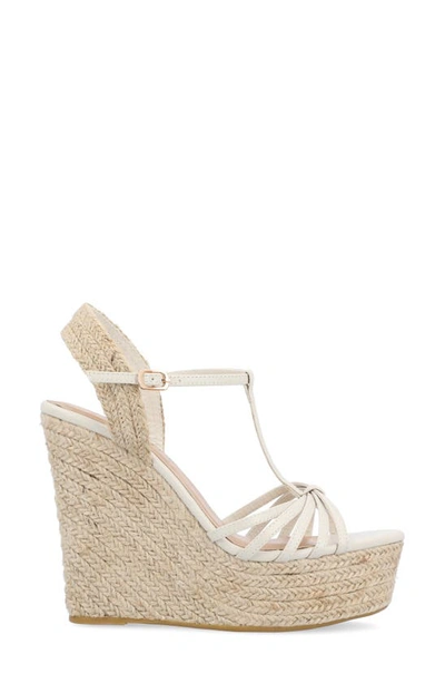 Journee Collection Yara Tru Comfort T-strap Espadrille Wedge Platform Sandal In Stone