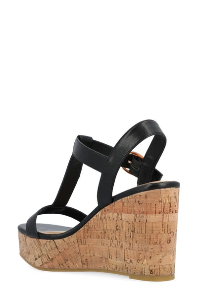Journee Collection Matildaa Tru Comfort T-strap Platform Wedge Sandal In Black