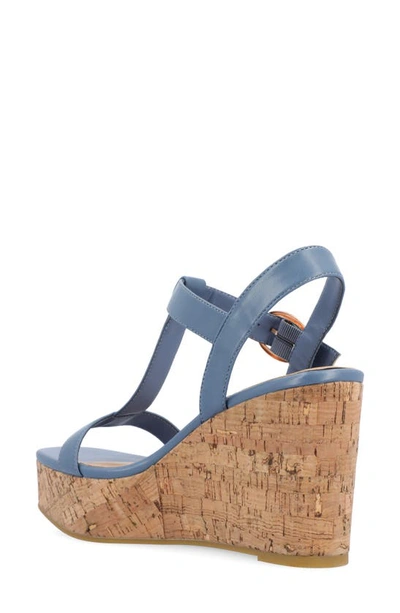 Shop Journee Collection Matildaa Tru Comfort T-strap Platform Wedge Sandal In Blue