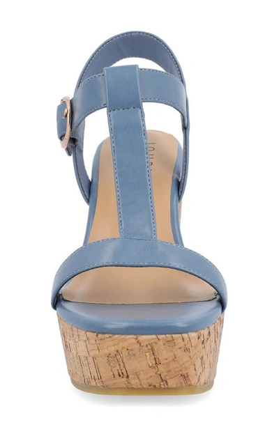 Shop Journee Collection Matildaa Tru Comfort T-strap Platform Wedge Sandal In Blue