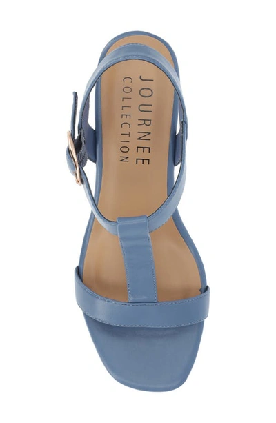 Shop Journee Collection Matildaa Tru Comfort T-strap Platform Wedge Sandal In Blue