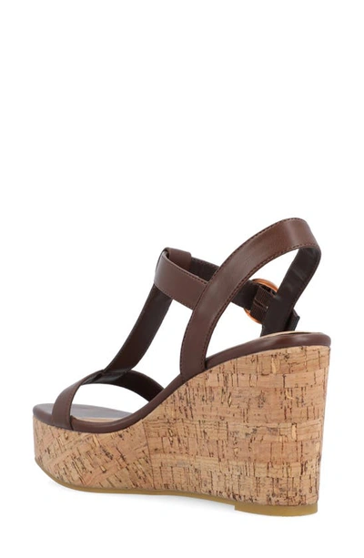 Journee Collection Matildaa Tru Comfort T-strap Platform Wedge Sandal In Brown