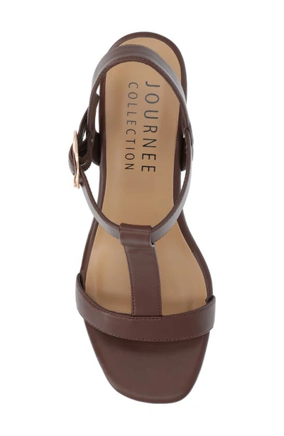 Shop Journee Collection Matildaa Tru Comfort T-strap Platform Wedge Sandal In Brown