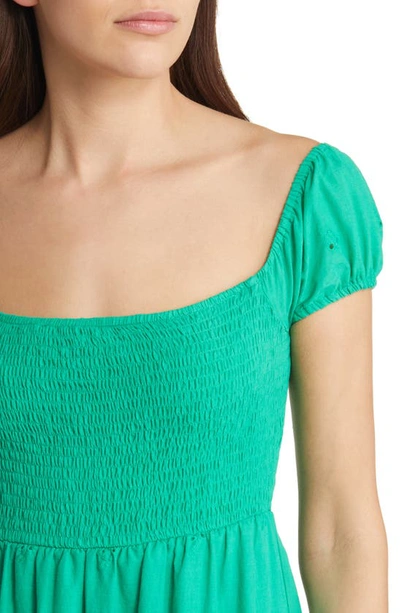 Shop Area Stars Coco Cotton Smocked Eyelet Midi Dress In Green