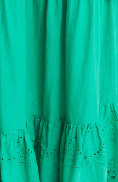 Shop Area Stars Coco Cotton Smocked Eyelet Midi Dress In Green
