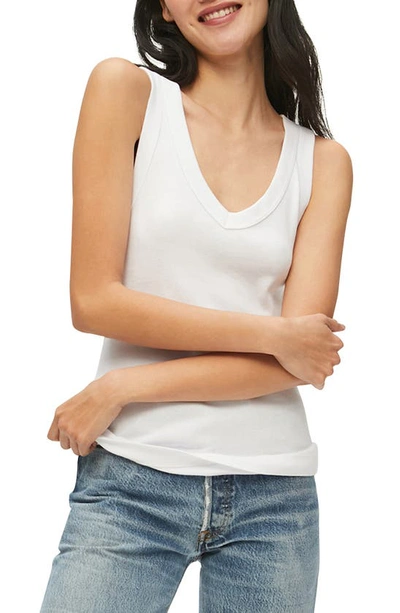 Michael Stars Maya Cotton V-neck Tank In White