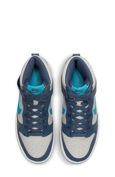 Shop Nike Kids' Dunk Hi Basketball Shoe In Light Bone / Blue Lightning