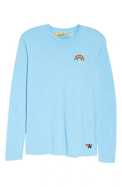 Aviator Nation Rainbow Embroidered Long Sleeve T-shirt In Sky