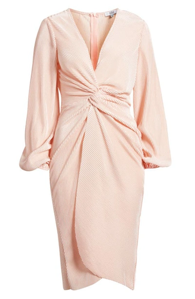 Shop Area Stars Twist Front Long Sleeve Plissé Dress In Pink