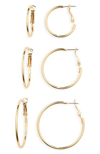 Bp. Set Of 3 Hoop Earrings In Gold
