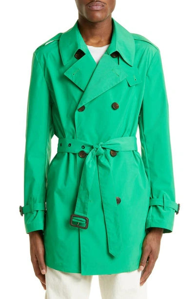 Shop Mackintosh Kings Water Repellent Double Breasted Short Trench Coat In Green