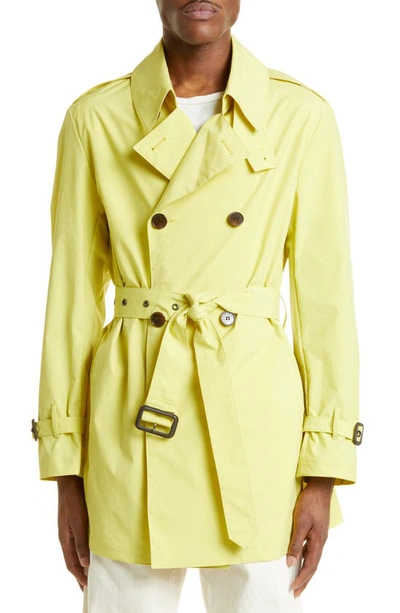 Shop Mackintosh Kings Water Repellent Double Breasted Short Trench Coat In Yellow