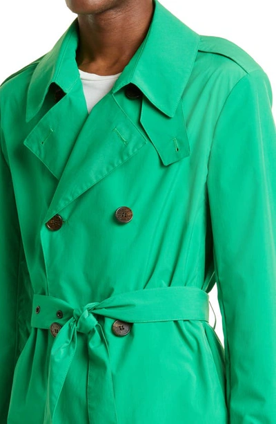 Shop Mackintosh Kings Water Repellent Double Breasted Short Trench Coat In Green