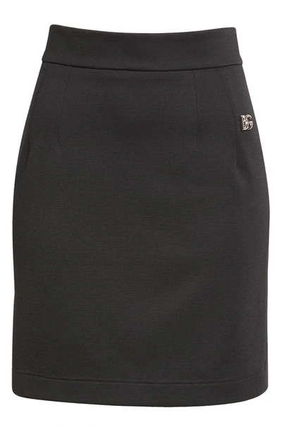 Shop Dolce & Gabbana Punto Milano Jersey Miniskirt In Black