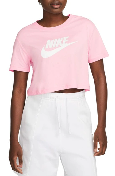 Shop Nike Sportswear Essential Crop Graphic Tee In Medium Soft Pink