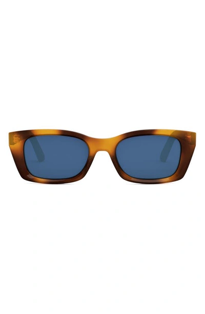 Shop Dior 'midnight S3i 52mm Rectangular Sunglasses In Blonde Havana / Blue