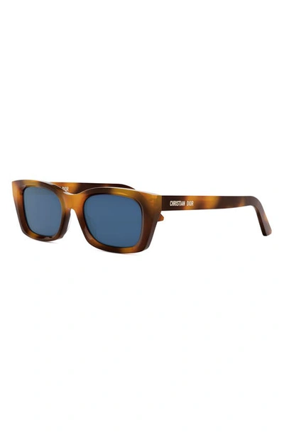 Shop Dior 'midnight S3i 52mm Rectangular Sunglasses In Blonde Havana / Blue