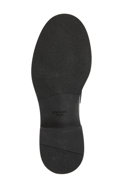 Prada Triangle Logo Brushed Leather Loafers In Nero