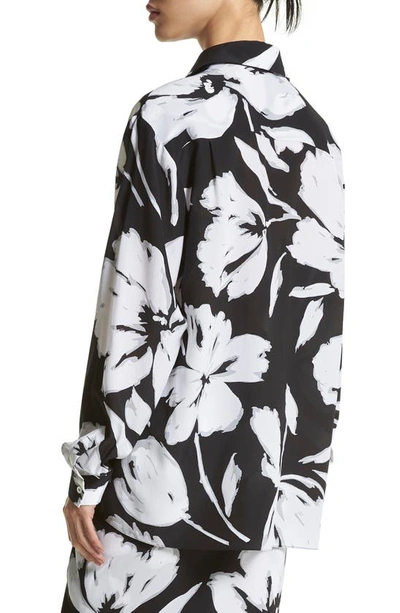 Shop Michael Kors Brushstroke Print Boyfriend Silk Crêpe De Chine Shirt In 111 Bold Brushstroke Optic