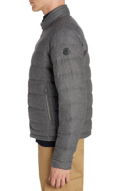 Shop Moncler Acorus Quilted Flannel Down Jacket In Grey