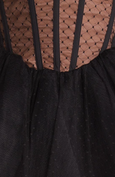Bardot Spot Mesh Corset Minidress In Spot