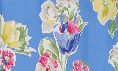 Shop Lauren Ralph Lauren Floral Ruffle Satin Nightgown In Blu/ Flor